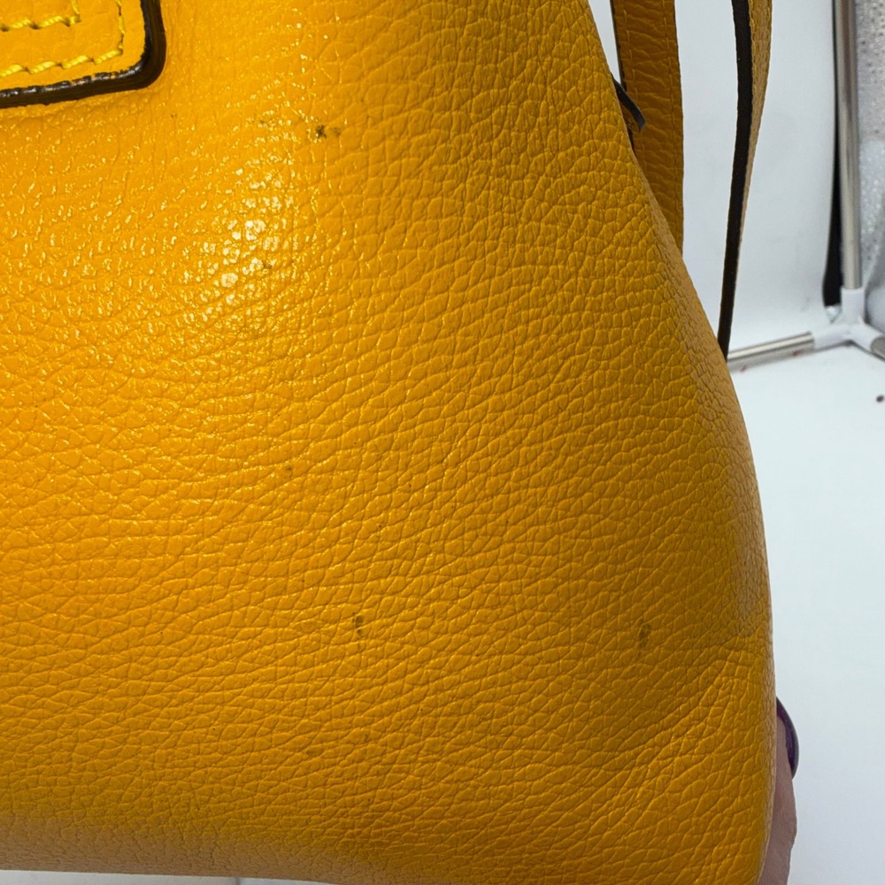 Luana Ferracuti Yellow Pebbled Leather Satchel Bag Made in Italy Crossbody - Picture 6 of 13